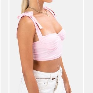 Adika Top // Pink Rushed top // tie straps // M
